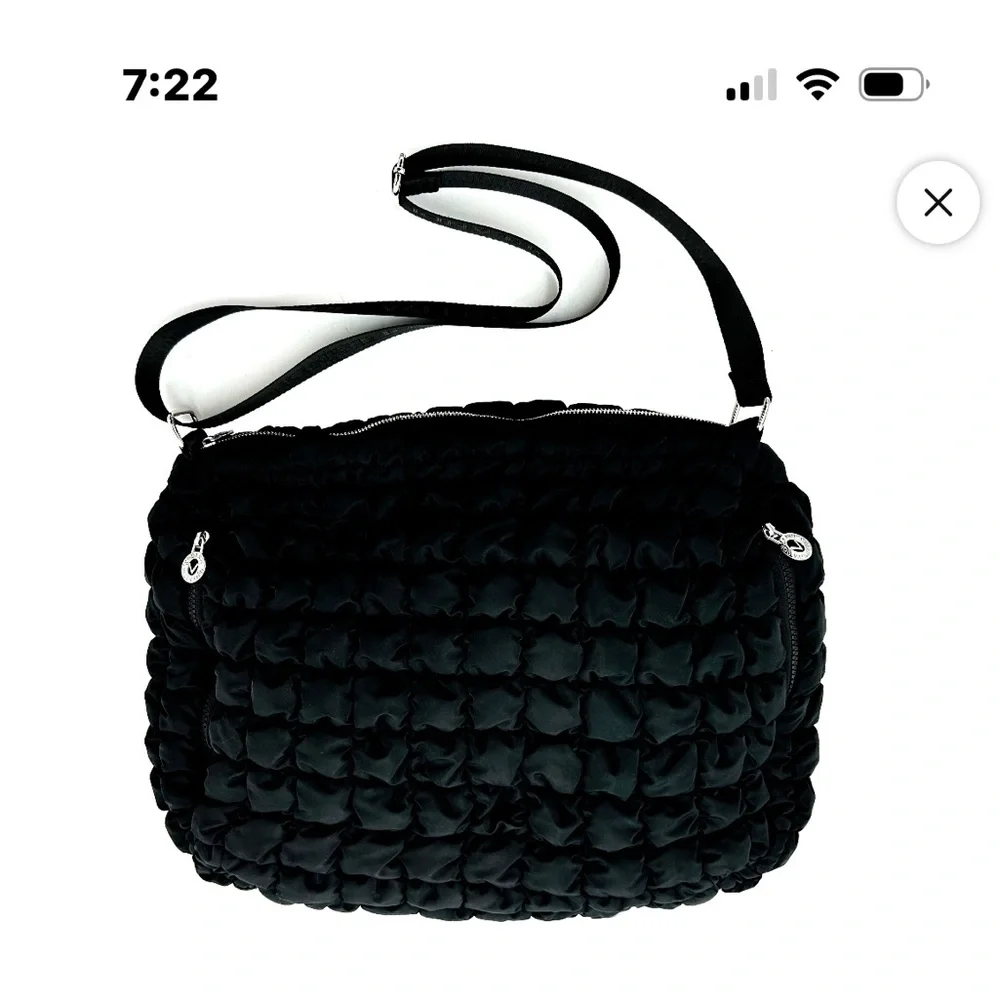 Valentino Orlandi Black Ruched Puff Quilted Shoulder Bag NWT Silver Hardware ✨🖤